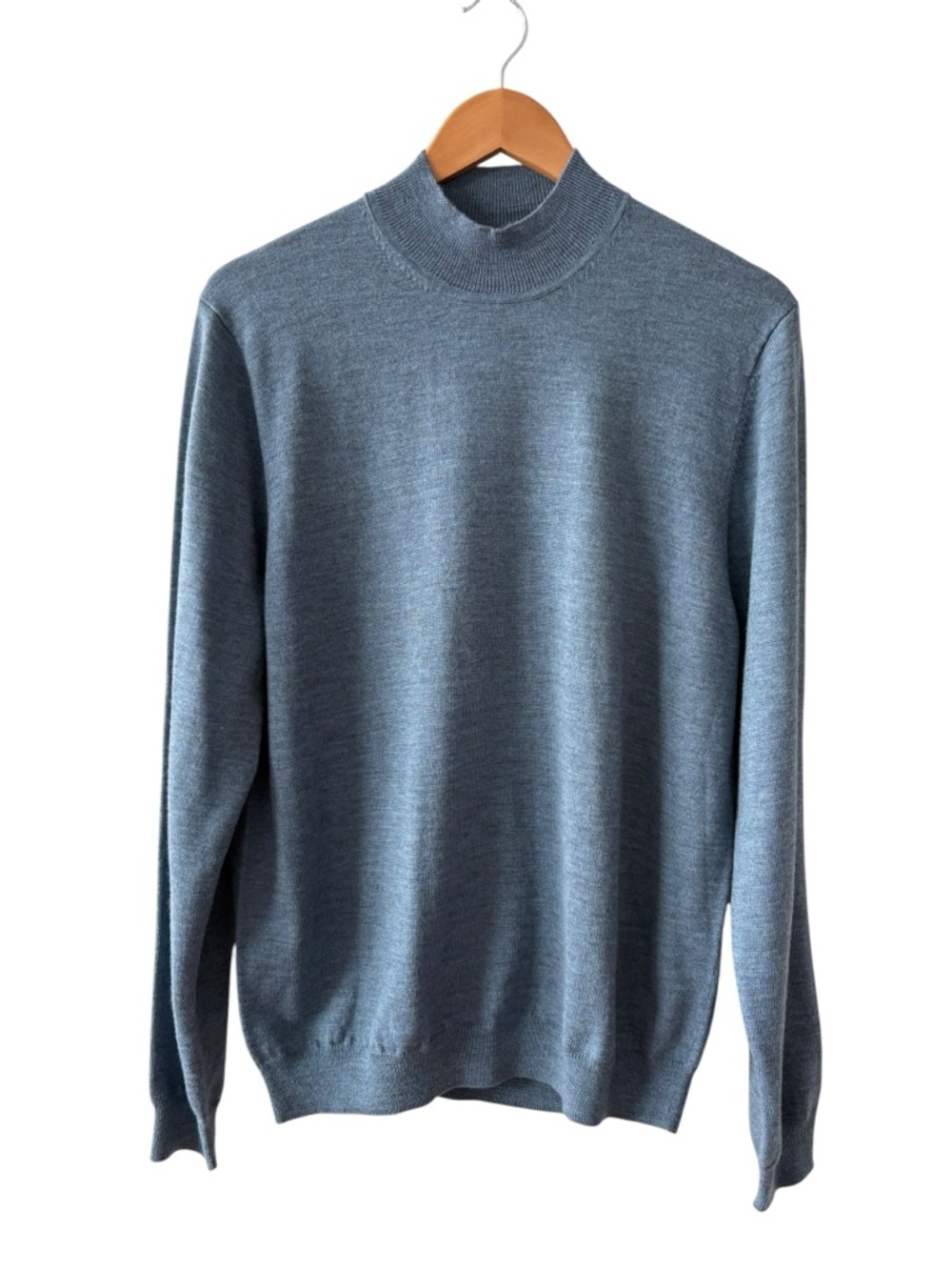 Brooks Brothers Men’s Blue Mock Neck Merino Wool Sweater